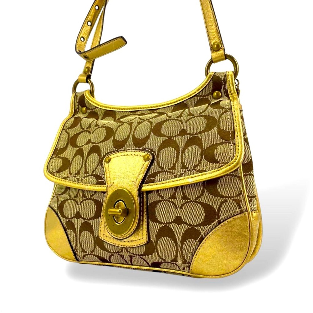 Coach Signature Canvas Turnlock Crossbody Bag